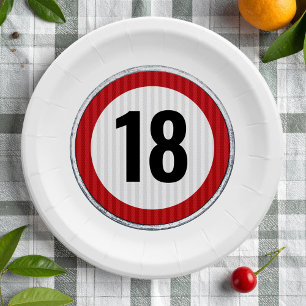 18th birthday - ANY AGE traffic sign Paper Plates