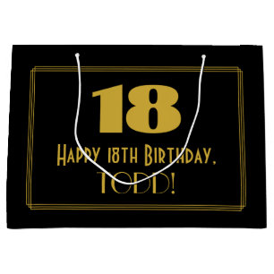 18th Birthday — Art Deco Inspired Look "18" & Na Large Gift Bag