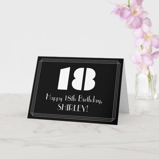 18th Birthday: Art Deco Inspired Look "18" & Name Card (Orchid)