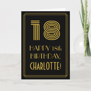 18th Birthday: Art Deco Inspired Look "18" & Name Card