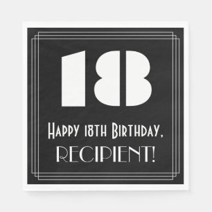 18th Birthday: Art Deco Inspired Look "18" + Name Napkin