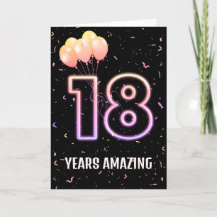 18th Birthday Balloons and Confetti Card
