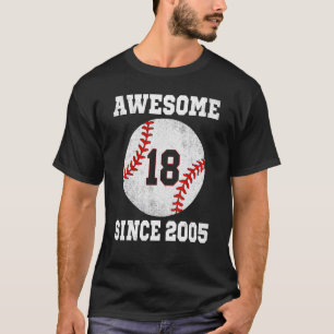 18th Birthday Baseball Player 18 Years Old Vintage T-Shirt