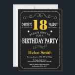 18th Birthday Black and Yellow Chalkboard Invitation<br><div class="desc">18th Birthday Invitation Black and Yellow Typography. Chalkboard. Black and White Background. Adult Birthday. Male Men or Women Birthday. Kids Boy or Girl Lady Teen Teenage Bday Invite. 13th 15th 16th 18th 20th 21st 30th 40th 50th 60th 70th 80th 90th 100th. Any Age. For further customisation, please click the "Customise...</div>