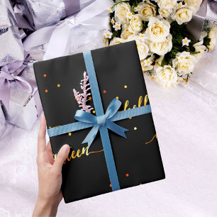 18th birthday black gold hello 18 typography wrapping paper