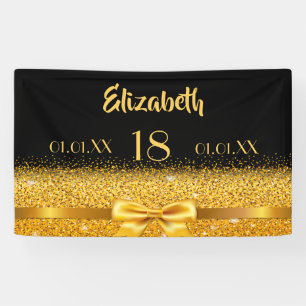 18th birthday black gold name welcome banner