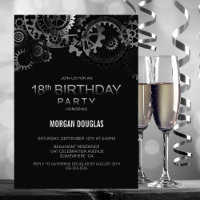 18th Birthday Black Silver Steampunk Watch Gears