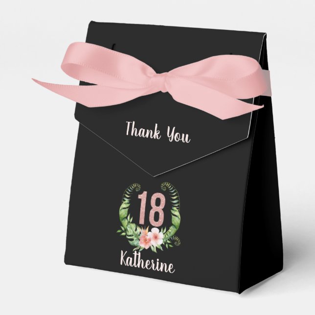 18th birthday black thank you favour box (Front Side)