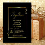 18th Birthday Black with Gold Frame Party Invitation<br><div class="desc">Invite your friends and loved ones to your 18th birthday party with this modern black with gold frame birthday party invitation.</div>