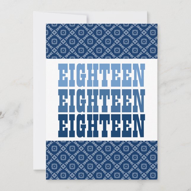 18th Birthday Blue Diamonds Squares Ver 51g Z151g Invitation (Front)