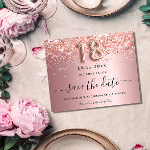 18th birthday blush pink save the date budget flyer