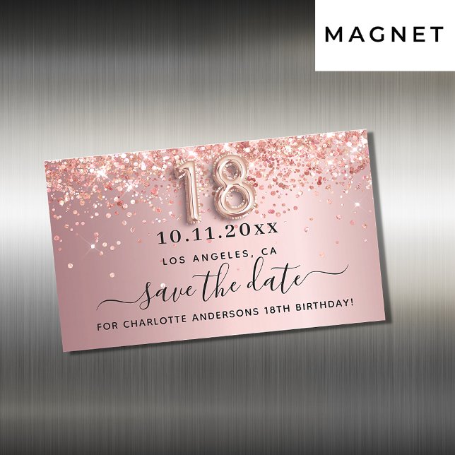 18th birthday blush pink save the date magnet (Creator Uploaded)