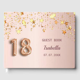 18th birthday blush rose gold stars name guest book