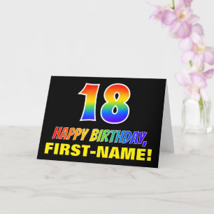 18th Birthday: Bold, Fun, Simple, Rainbow 18 Card