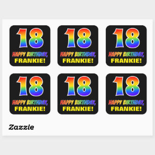 18th Birthday: Bold, Fun, Simple, Rainbow 18 Square Sticker