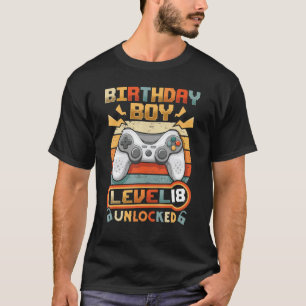 18th Birthday Boy Vintage Video Gamer Level 18 Unl T-Shirt