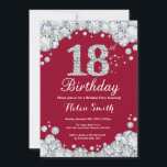18th Birthday Burgundy Red and Silver Diamond Invitation<br><div class="desc">18th Birthday Invitation. Burgundy Red and Silver Rhinestone Diamond. Elegant Birthday Bash invite. Adult Birthday. Women Birthday. Men Birthday. For further customisation,  please click the "Customise it" button and use our design tool to modify this template.</div>