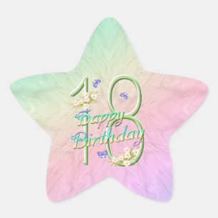 18th Birthday Butterflies and Rainbows Star Sticke Star Sticker