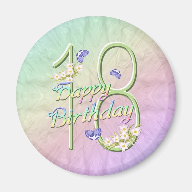 18th Birthday Butterfly Garden Magnet (Front)