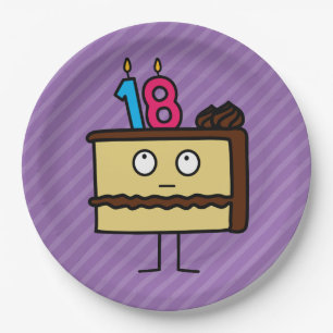 18th Birthday Cake with Candles Paper Plate