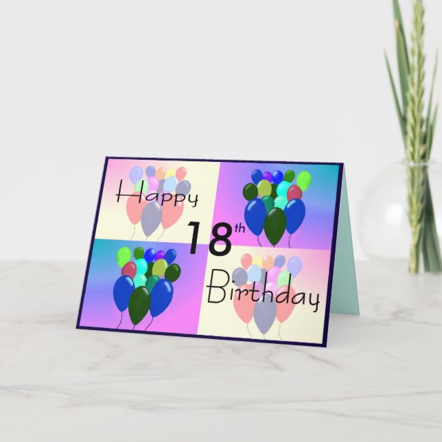 18th Birthday Card - Balloons and Wishes/Anyone (Front)