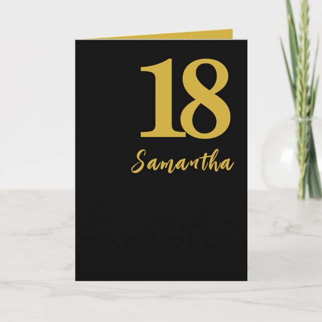 18th Birthday Card, Black and Gold Aesthetic Card (Front)