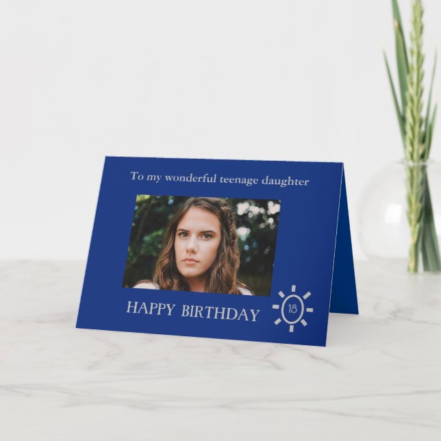 18th Birthday Card Daughter Blue | Age on Card (Front)