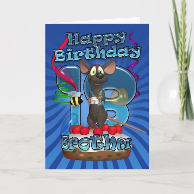 18th Birthday Card For Brother - Funky Mouse On A (Front)