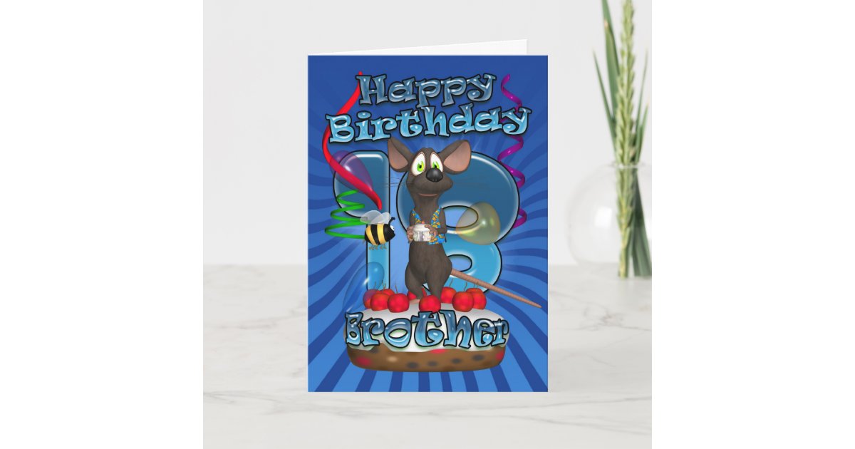18th Birthday Card For Brother - Funky Mouse On A | Zazzle.co.uk
