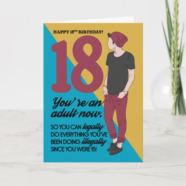 18th Birthday Card, Fun And Trendy, Humour Card (Front)