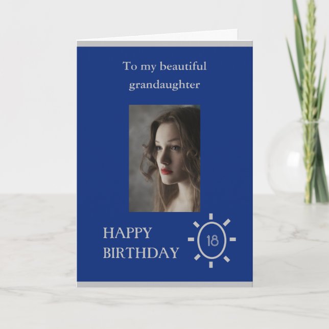 18th Birthday Card Grandaughter Blue | Age on Card (Front)