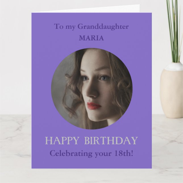 18th Birthday Card Grandaughter LARGE Purple (Front)