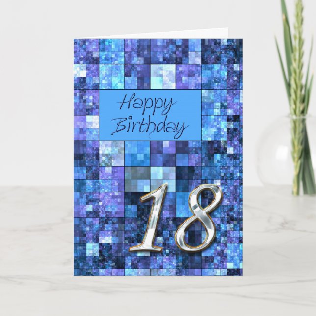 18th Birthday card with abstract squares. (Front)