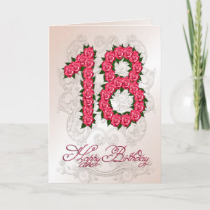 18th birthday card with roses and leaves