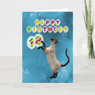 18th Birthday card with siamese cats