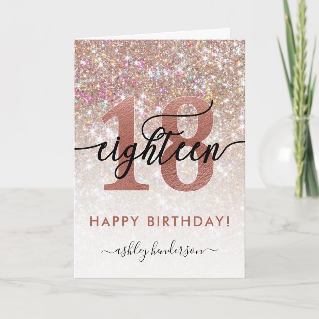 18th Birthday Chic Glitter Ombre Card (Front)