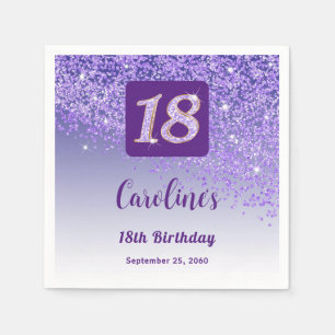 18th Birthday Chic Purple Glitter Napkins
