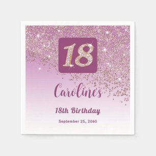 18th Birthday Chic Rose Gold Glitter Napkin