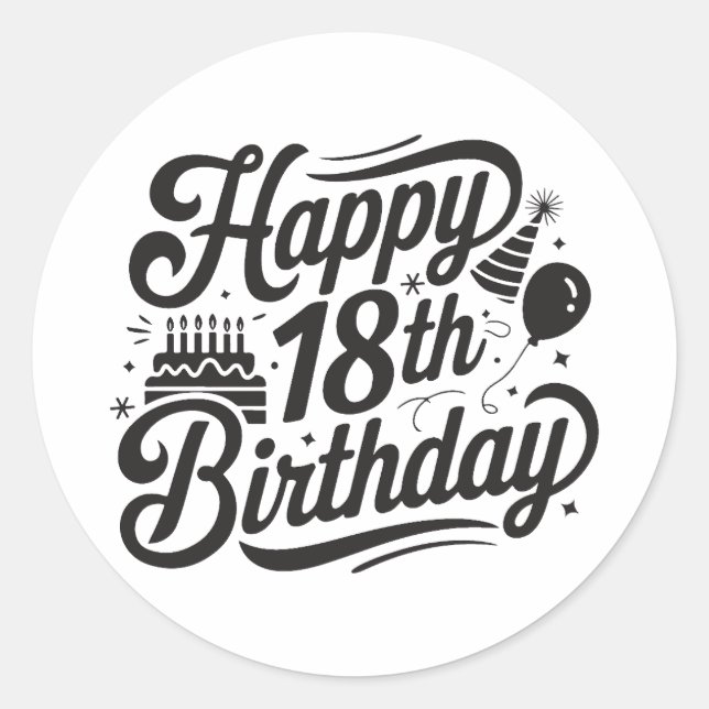 18th Birthday Classic Round Sticker (Front)