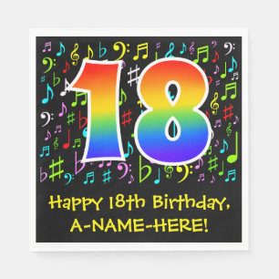 18th Birthday - Colourful Music Symbols, Rainbow 1 Napkin