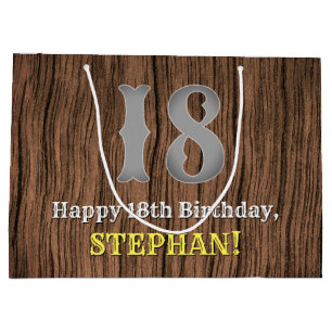18th Birthday: Country Western Inspired Look, Name Large Gift Bag