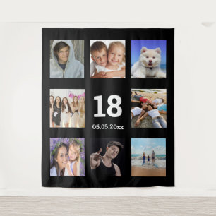 18th birthday custom photo collage black guy tapestry