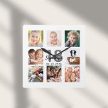 18th birthday custom photo collage girl milestone square wall clock<br><div class="desc">A wall clock as a gift for a 18th birthday for a girl, young woman, celebrating her life with a collage of 8 of your photos. Personalize and add a name, age 18 and a date. Date of birth or the date of the anniversary. Black and gray colored letters. A...</div>