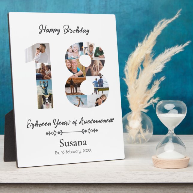 18th Birthday Custom Photo Collage  Plaque (Side)