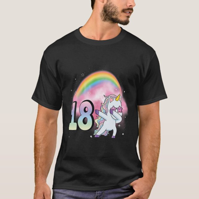 18Th Birthday Dabbing Party Unicorn Girl 18 Year O T-Shirt (Front)