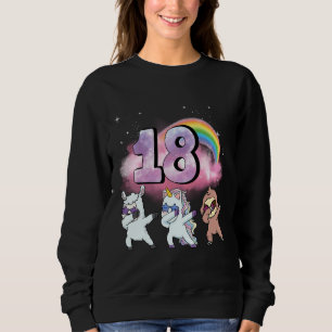 18th Birthday Dabbing Unicorn Sloth Sheep Sweatshirt