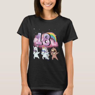 18th Birthday Dabbing Unicorn Sloth Sheep T-Shirt