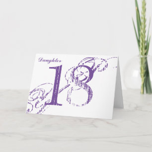 18th birthday, daughter, big purple text, white. card