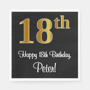 18th Birthday ~ Elegant Luxurious Faux Gold Look # Napkin