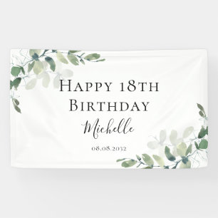 18th Birthday Eucalyptus Greenery Modern Welcome Banner